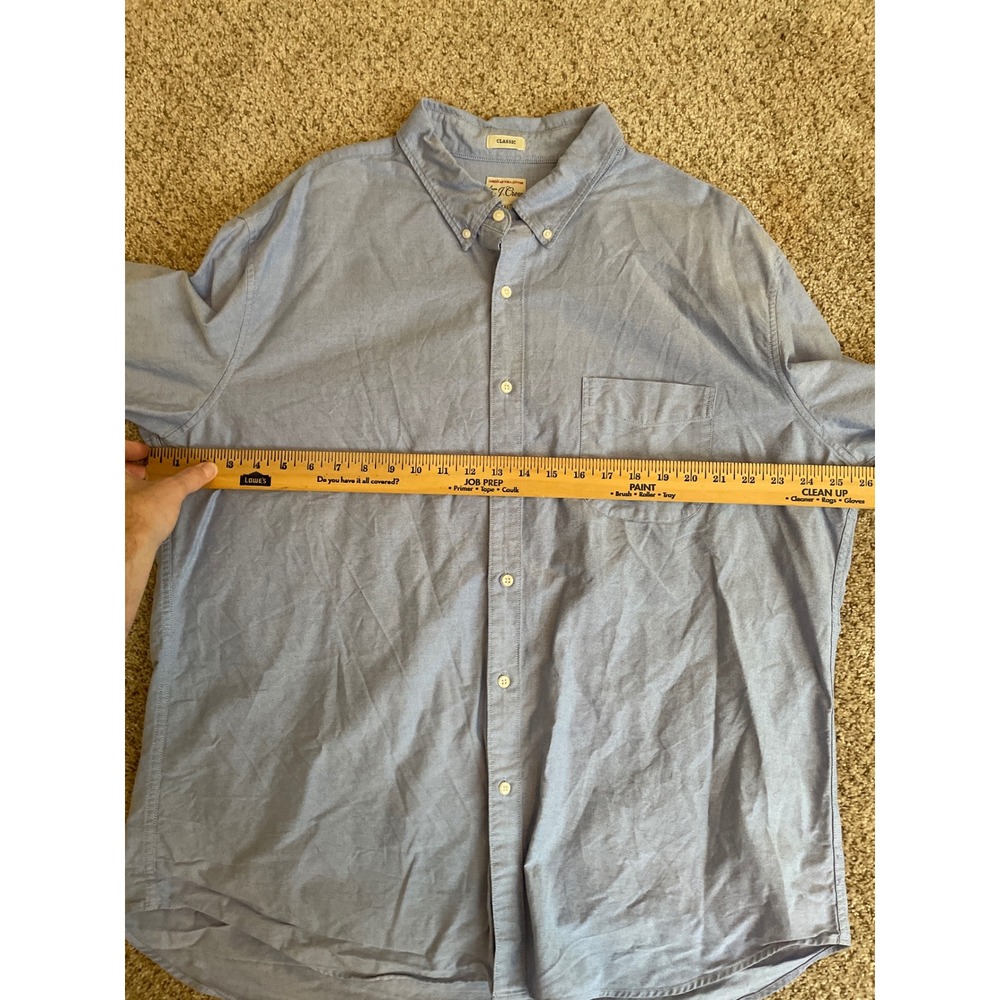 J. Crew Men's Button Down Shirt XXL Blue American Pima Cotton Classic Fit - Picture 4 of 6
